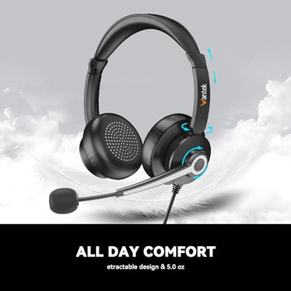 Wantek USB & 3.5mm Headset with Mic for PC/Laptop,Wired Headset with Noise-Cancelling Microphone & Audio Controls Perfect for Home Office Online Class Skype Zoom Call Center Webinar,All Day Comfort - color: USB+3.5mm(Binaural)