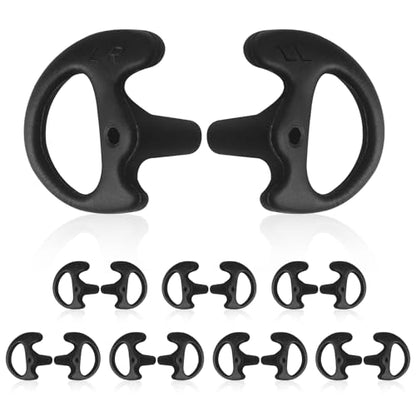 8-Pair Two Way Radio Ear Mold Replacement Soft, Pro-Grade Covert Surveillance Earbud, Silicon Earmold Earplug Compatible with Acoustic Coil Tube Earpiece(16pcs) Black - color: Black