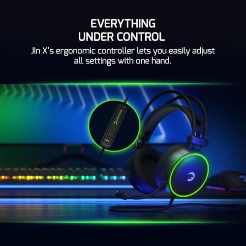 GAMEPOWER JIN X 3.5mm Jack Gaming Headset - Wired Headphones with 50MM Drivers, Comfort Design, 360 Spatial Audio, Noise Cancelling Mic, PS4, PS5, for Xbox, Black