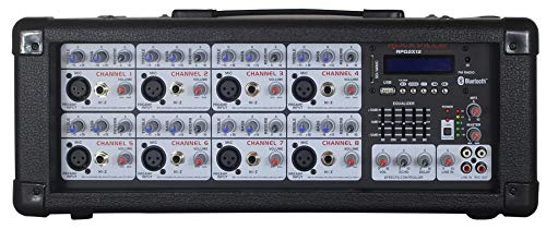 Rockville RPG2X12 PA Speaker System - Dual 12 Inch Powered Speakers, 8-Channel Mixer with Bluetooth, Adjustable Stands, 2 Wired Microphones, Cables - size: 12"