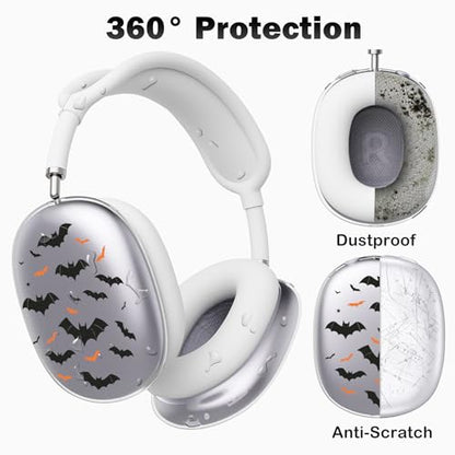 for AirPods Max Headphones Halloween Ear Covers for AirPods Max 2 | Cool Bat Clear Ear Cups Cover | White Silicone Ear Pad Case Headband Cover for Apple AirPods Max 2/1 (2026/2024/2020) - color: Bat A/White