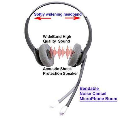 2.5 mm Headset, Noise Cancel Mic, Shock Protection Swiveling Speaker - size: Superb Binaural