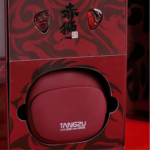 TANGZU Wan'er S.G II Red Lion in Ear Monitor, Gaming IEM Earphones, HiFi Wired Earphones with Silicone Headphone Organizer, Tang Sancai Wide Bore Eartips, Sonic Eartips (Red, 3.5mm) - size: 3.5mm Jack