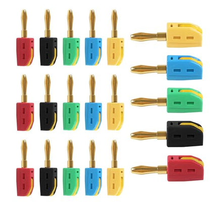 20Pcs 4mm Banana Plug Quick Connect Speaker Wire Connectors 32A 250V, Insulated Banana Sockets for Home Theater Audio -Red Black Yellow Green Blue - color: 20pcs Multi