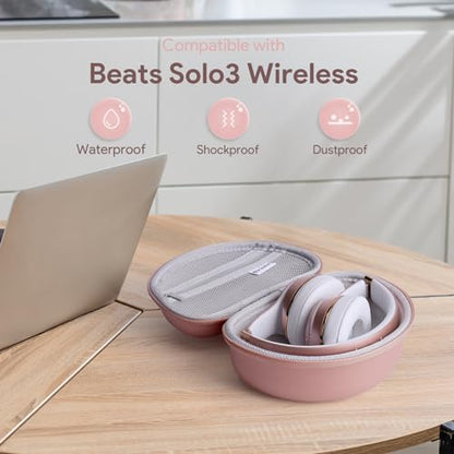 Case for Beats Solo3 /Solo 4 On-Ear Headphones, Portable Travel Hard Shell Storage Bag (Rose Gold) - color: Rose Gold
