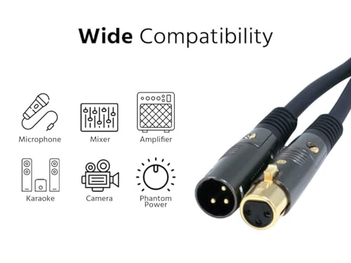 Monoprice XLR Male to XLR Female Cable - 15 Feet - Black, 16AWG, Gold Plated, Microphone & Interconnect - Stage Right Series - size: 15ft, style: Premier Series
