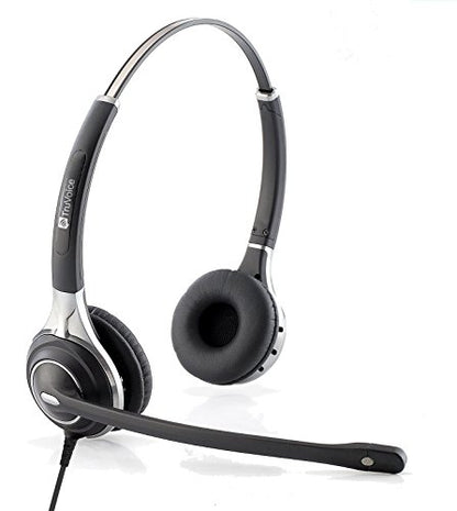 TruVoice HD-750 Premium Corded Double Ear NC Mic Headset with USB and U10P Cable Compatible with Mitel, Polycom VVX, Nortel, Avaya, Shortel, Aastra, Analog Desk Phones and PC (Softphone)