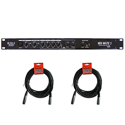 Rolls RM69 MixMate 3-6-Channel Stereo Line/Microphone Mixer with (2) XLR-XLR Cable Bundle