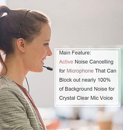 USB Headset with Noise Cancelling Microphone & Mic Mute, Stereo Computer Headphone for Call Center Office Business PC Softphone Calls Microsoft Teams Skype Chat, Clear Voice for Voice Recognition