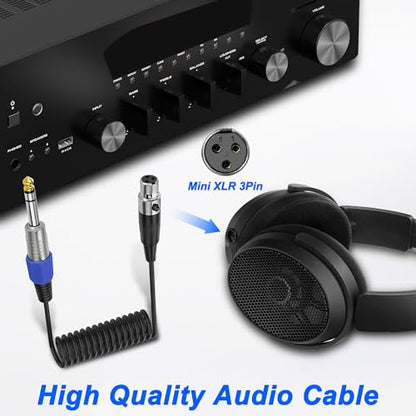 XMSJSIY Mini XLR to 6.35mm 1/4"TRS Audio Microphone Coiled Cable-0.5M/1.6FT | 6.35mm Stereo Plug to Mini XLR 3-Pin Female Balanced Headphone Sprial Coiled Cable Cord for Mixer Guitar Mixer - style: mini XLR 3pin