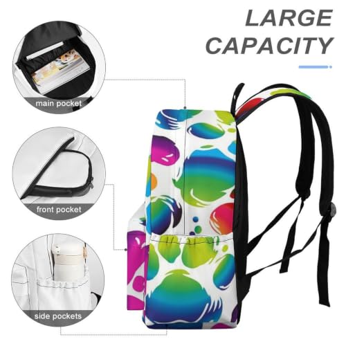 Travel Backpack for Women Men Carry On Backpack Coffee Collection Laptop Bag Lightweight Casual Daypack - color: Colorful Dog Paw Print