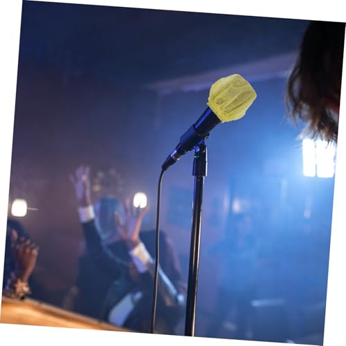 LIOOBO 200 Pcs Disposable Non-Woven Microphone Cover Yellow Blowout Protective Cap for Recording and Shared Environments Moisture-Resistant Microphone Accessories