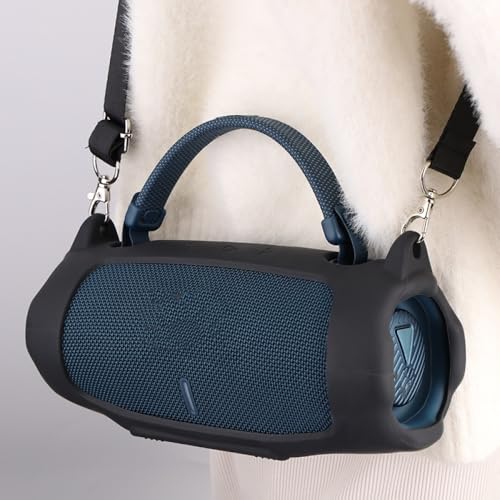 Silicone Protective Case for JBL Charge 6, Soft Skin Cover Sleeve Charge6 Speaker Protector Travel Easy Carrying Case Shell with Adjustable Shoulder Strap and Carabiner (Dark Blue) - color: Dark Blue