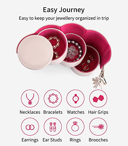 VLANDO Viaggio Mothers Day Gifts Her - Small Jewelry Case Box - Travel Essential Accessories for Women, Travelers, Couples, Mom, Friends, Bridesmaid | Stepped Sections Compartments Keep Jewelry Visible, Soft Lining Protect Pieces, Snap Closure, Travel Gif
