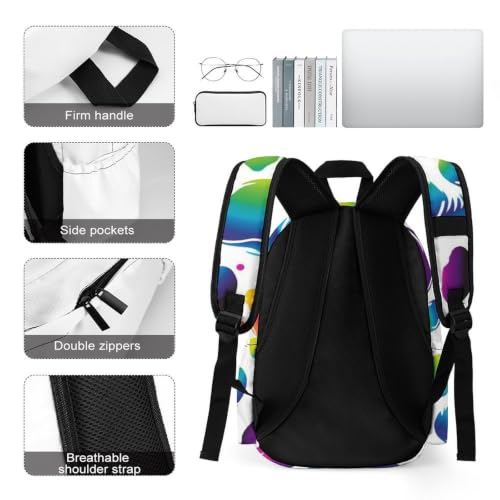 Travel Backpack for Women Men Carry On Backpack Coffee Collection Laptop Bag Lightweight Casual Daypack - color: Colorful Dog Paw Print