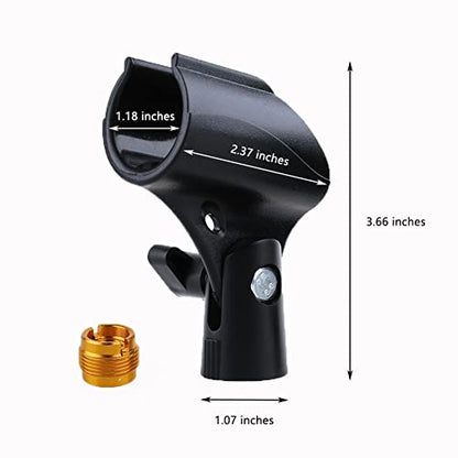 2PC Stands Black Mic Clip for Microphone Mic Clip Holder for Mic Stand with 5/8" Male to 3/8" Female Adapter, 2-pack