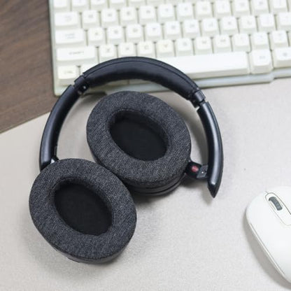Adhiper Velour Replacement Ear Pads for Sony WH-XB910N - Black | Soft High-Density Memory Foam Earpads Cushions with Buckle, Velour Fabric for Long-Term Comfort