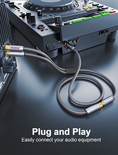 2-Pack RCA Y Splitter 1 Female to 2 Male Gold-Plated Plug RCA Splitter Stereo Y Adapter for Subwoofer, TV, CD Player, Home Theater-Grey(1Feet/30cm) - color: Grey-RCA Splitter 1 Female to 2 Male, size: 1ft/30cm(2-Pack)