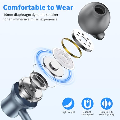 3.5mm Wired Headphones for Laptop School Kids Earbuds with Case Mic - color: Blue
