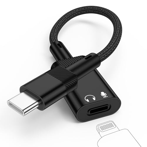 USB C to Lightning Headphone Audio Adapter for iPhone 17e 17 Air Pro Max Air 16 15 Plus,USB C Male to Lightning Female Ear Buds Adapter Dongle Converter for Samsung Galaxy S26 Ultra S26+ (NO Charge) - color: Black