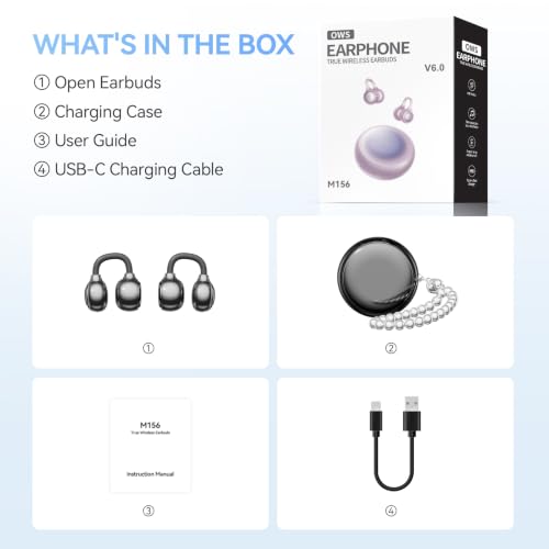 Open Ear Clip On Earbuds Wireless Headphones with Mirror(Black) - color: Black