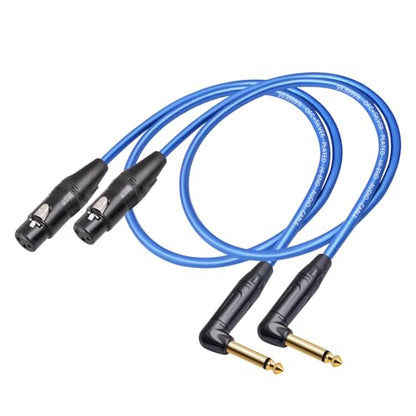 2Pack 3.3Feet XLR Female to 1/4 TS Right Angle,1/4 TS Right Angle to XLR Female Micphone Cable,6N OFC+Silver Plated HI-END Audio Cable for Micphone Mixer - size: 3.3Feet（2Pack）