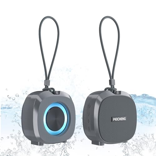 PEICHENG Speaker, Small Portable Bluetooth Wireless IPX5 Waterproof Shower Speaker,Loud Stereo Sound Deep Bass,TWS Paire, RGB Lights,Long Playtime for Outdoor Party, Great Gift,1PC(Gray) - color: Gray