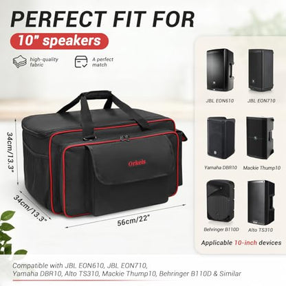 ORKELS Portable Speaker Bag 10 Inch for EON Series Speakers, Water-Resistant, Padded, Durable Carry Case with Shoulder Strap (10'' Speaker: EON610) - size: For 10'' Speaker