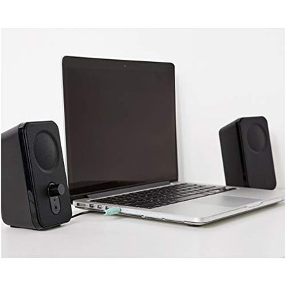 Amazon Basics AC-Powered Computer Speakers for Desktop or Laptop PC with Volume Control, Headphone Jack, Black (US Version) - size: 1-Pack, style: AC
