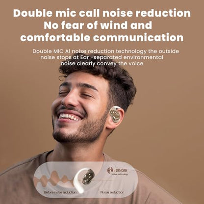 Open Ear Earbuds Ultra Comfort Wireless Bluetooth 5.4 Headphones Over The Ear Earbuds with Intelligent Touch Screen EarHooks IPX7 Waterproof Bone Conduction Earphones for Fitness Sports-OFF WHITE - color: OFF WHITE