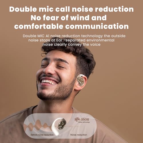Open Ear Earbuds Ultra Comfort Wireless Bluetooth 5.4 Headphones Over The Ear Earbuds with Intelligent Touch Screen EarHooks IPX7 Waterproof Bone Conduction Earphones for Fitness Sports-OFF WHITE - color: OFF WHITE