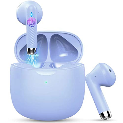 Wireless Earbuds, Bluetooth 5.4 Headphones in Ear with Noise Cancelling Mic | Stereo Bass, IP7 Waterproof Sports Earphones, 32H Playtime Mini USB C Charging Case, LED Display, Buds for Android iOS Purple - color: Purple