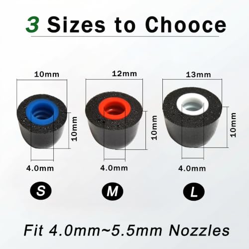 Memory Foam Replacement Earbud Tips, (4.0-5.5mm) with Threaded Grip - size: 4.0mm