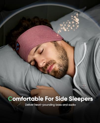 Perytong Sleep Headphones Wireless, Bluetooth Sports Headband Headphones with Ultra-Thin HD Stereo Speakers Perfect for Sleeping,Workout,Jogging,Yoga,Insomnia, Air Travel, Meditation (Brick-Red) - color: Brick Red