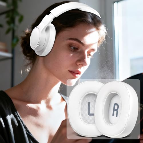 SOULWIT Earpads Replacement for JBL Tune 700BT, 710BT, 720BT, 750BTNC, 760NC, 770NC Wireless Over-Ear Headphones, Ear Pads Cushions with Soft Protein Leather and High-Density Foam - White - color: White