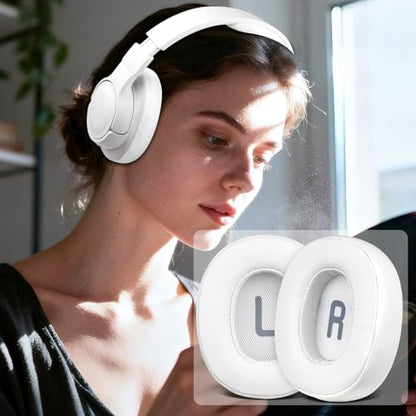 SOULWIT Earpads Replacement for JBL Tune 700BT, 710BT, 720BT, 750BTNC, 760NC, 770NC Wireless Over-Ear Headphones, Ear Pads Cushions with Soft Protein Leather and High-Density Foam - White - color: White