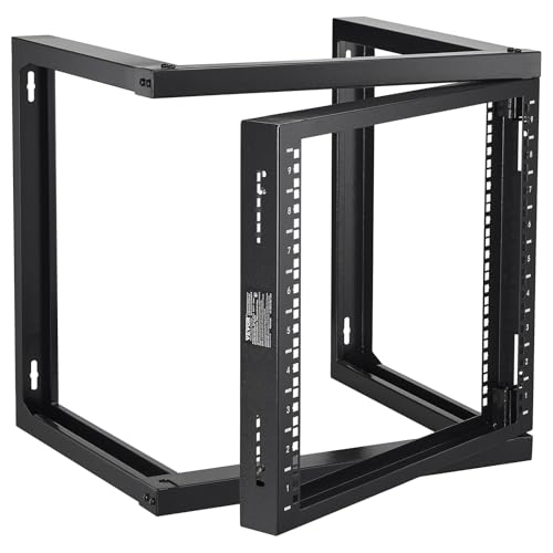 VEVOR 9U Server Rack, Wall Mount Network Rack for 19 Inch IT & AV Equipment, Open Frame 18" Deep 150 lbs Max Load Capacity - size: 9U-1
