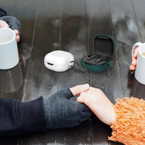 [2 Pack] easyBee Case Compatible with JBL Vibe Flex Charging Cover, with 2 Keychain and 2 Anti-Lost Strap, Soft Liquid Silicone Ultra Thin Shockproof Protective Kit - White and Green - color: White and Dark Green