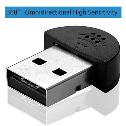 2 Pcs USB 2.0 Mini Microphone for Raspberry Pi 5 4 Model B, Module 3B+, Laptop/Desktop PC Plug and Play for Skype, MSN, Yahoo Recording, YouTube, Google Voice Search and Games