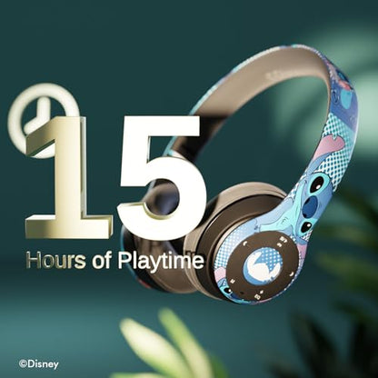 iJoy Disney Lilo & Stitch Expressions Bluetooth Over-Ear Headphones, Wireless Foldable Headset with Built-in Microphone - Stitch Expressions Design, for Adults and Kids - color: Stitch Expressions