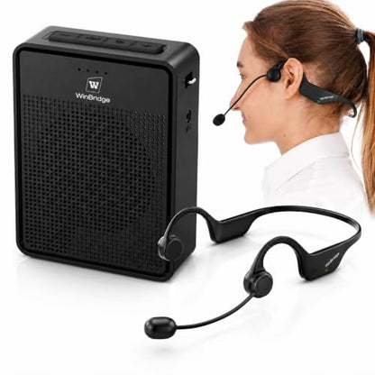 Voice Amplifier Wireless Ear-Hook Headset Microphone B007 | Portable Microphone and Speaker Pa System , 15W Speaker with Noise Cancelling Bluetooth Mic for Teachers, Fitness, Elderly