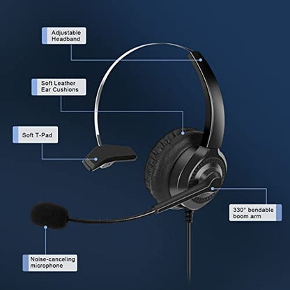 AGPTEK Corded Telephone with Headset & Dialpad | for House Call Center Office - Noise Cancellation