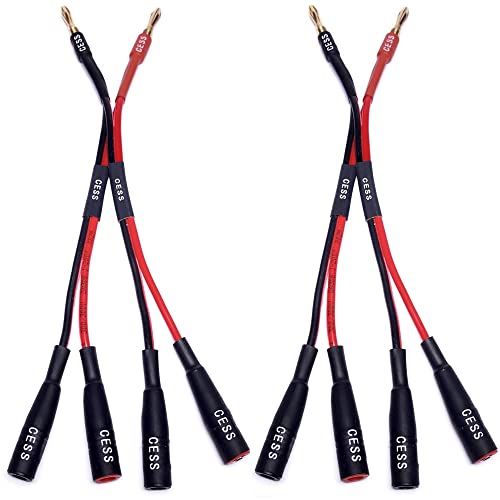 CNCESS Dual Banana Plugs Splitter, 2 Male to 4 Female | Banana Jack Adapter, 2-Channel Power Supply Splitter Cable, 14 AWG Soft Silicone, Tinned Copper Wire