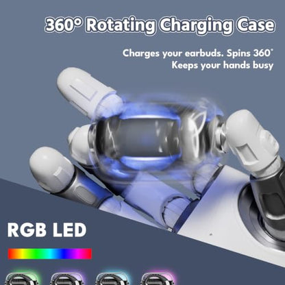 Open-Ear Headphones, Wireless Bluetooth Earbuds 360° Swivel Charging Case - color: Black