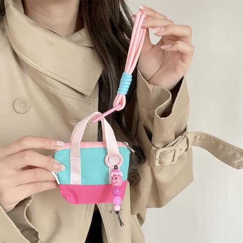 Mini Backpack Case for AirPods 4 2024 AirPods Pro 3, Multi-Functional Pouch Coin Purse Cable Organizer with Strap Hand Strap Keychain Lock, Travel-Friendly Headphone Case for Women Men - color: Pink Backpack