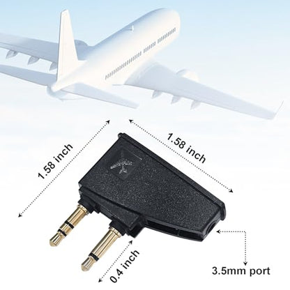 Dual 3.5mm Male to 3.5mm Female Airplane Headphone Adapter, Gold-Plated Tip, Foldable Plug, Compatible with Bose Headphones and Other 3.5mm Jack Devices