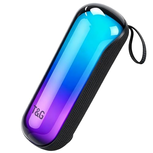 T&G Bluetooth Speaker with RGB Lights, 15W Loud Stereo Soun | IPX4 Waterproof Shower Speaker, 24H Battery Portable for Outdoor Party Beach Pool black - color: Black