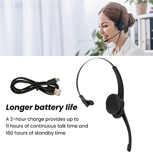 EBTOOLS Bluetooth Cordless Headset, Mono Telephone Headset with Rotatable Microphone, 11h Talk Time, All Day Comfort Design, Single Ear Call Center Headset for Office Home