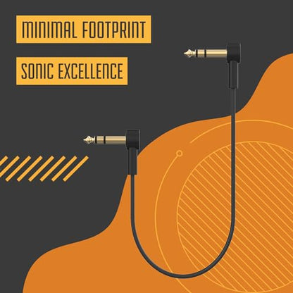 1/4" Stereo TRS Flat Patch Cables - 6" Ultra-Thin, Right Angle | Low Profile, Gold Plated, Braided Shielding, Maximize Pedalboard Space, Eliminate Noise, Connect Guitar Effects Pedals - size: 6 Inches