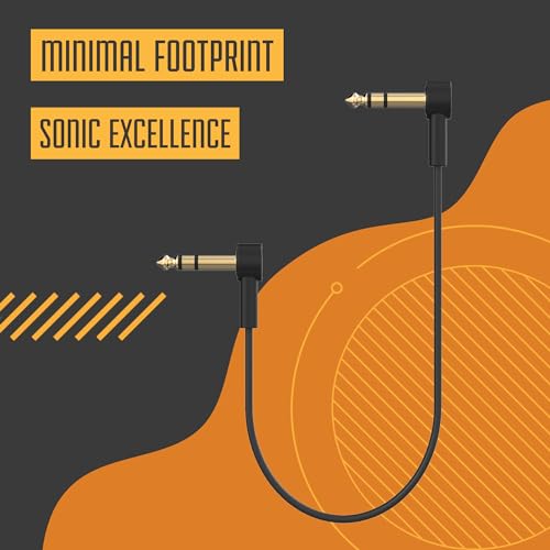1/4" Stereo TRS Flat Patch Cables - 4" Ultra-Thin, Right Angle | Low Profile, Gold Plated, Braided Shielding, Maximize Pedalboard Space, Eliminate Noise, Connect Guitar Effects Pedals - size: 4 Inches